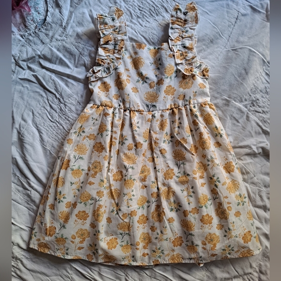 Cynthia Rowley Cream And Gold Floral Lined Dress, NWT 4T - Picture 6 of 8